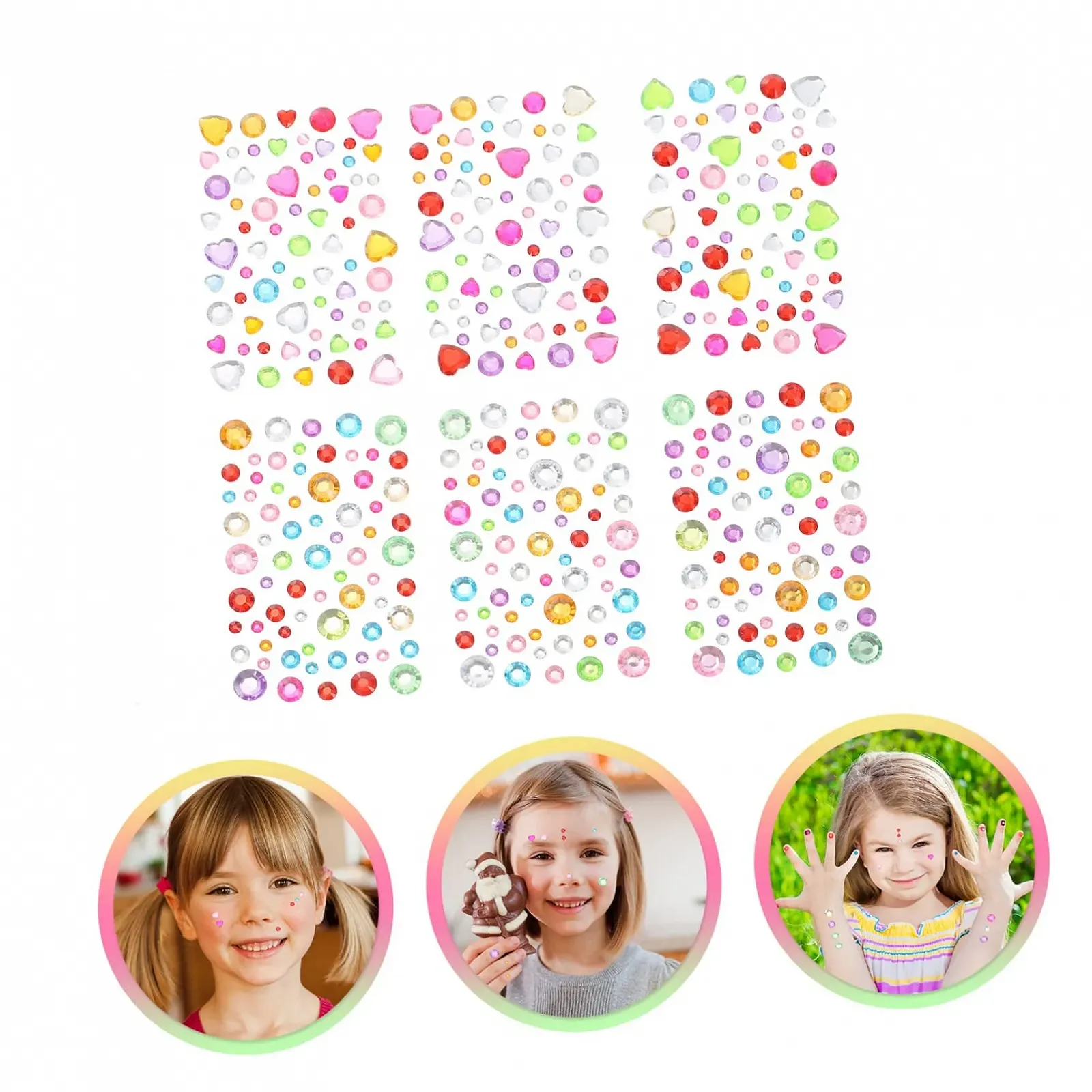 12 листов самоклеящихся наклеек со стразами для глаз и лица, для макияжа и рукоделия, для фестивалей и вечеринок, фото №7
