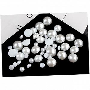 Напівкруглі намистини Lurrose 3 набори білі з плоскою основою synthetic.ua - Фото 1