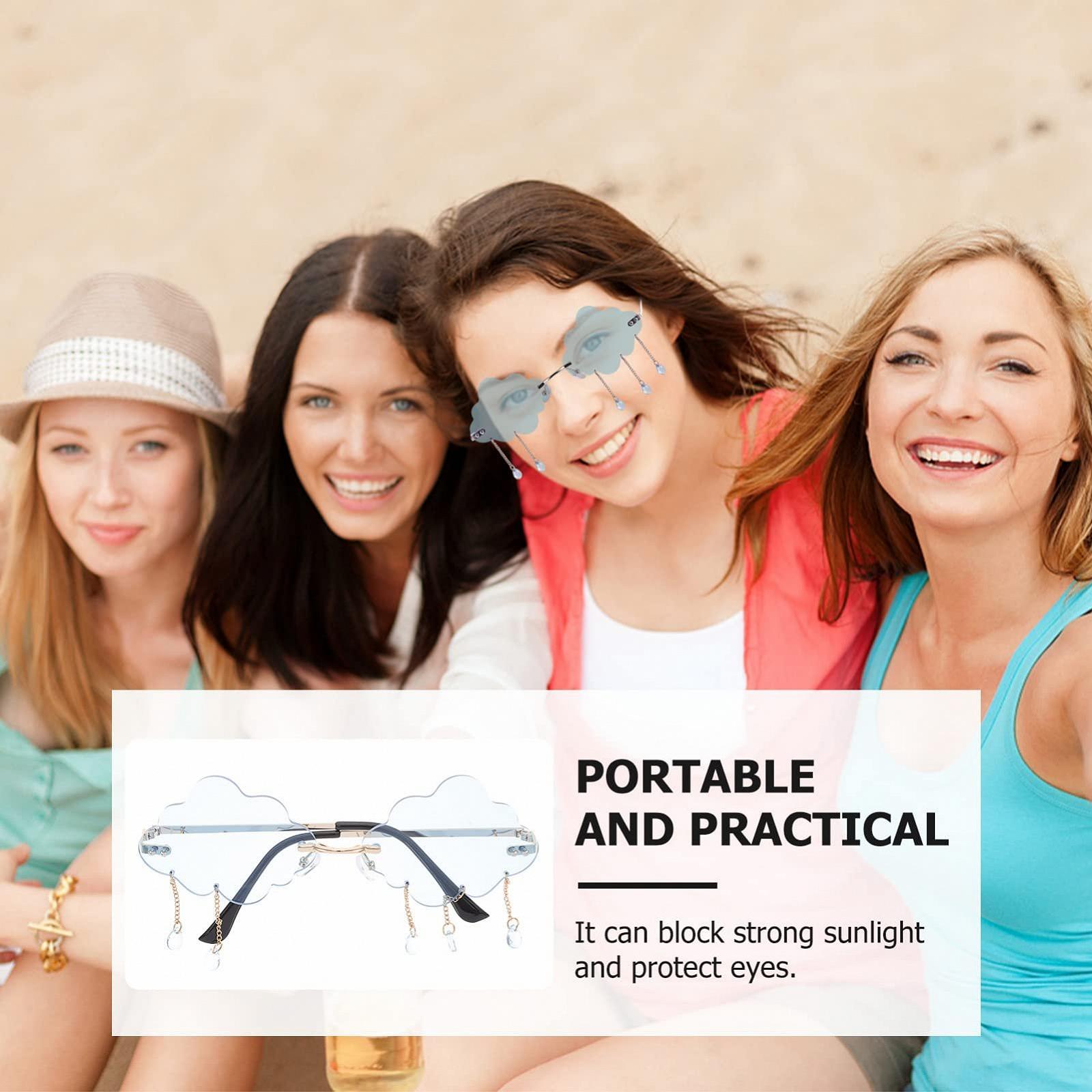 Сонцезахисні Окуляри STOBOK Без Оправи Хмари Вінтажні Кристал Дощу Сині, фото №4