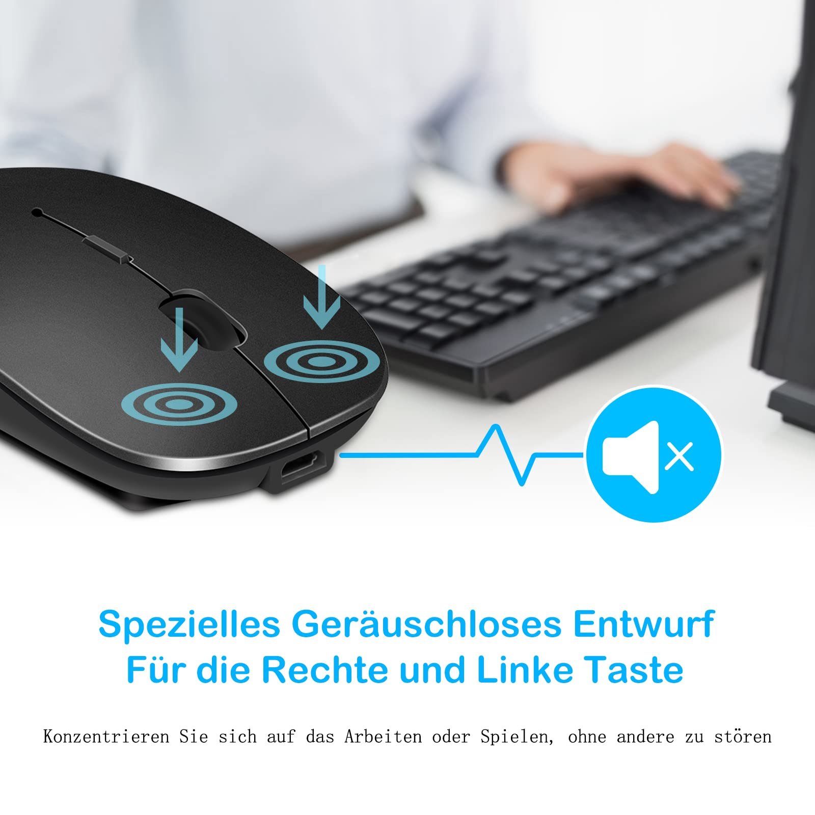 Мышь Bluetooth QYFP Беспроводная Перезаряжаемая Легкая Черная, фото №3