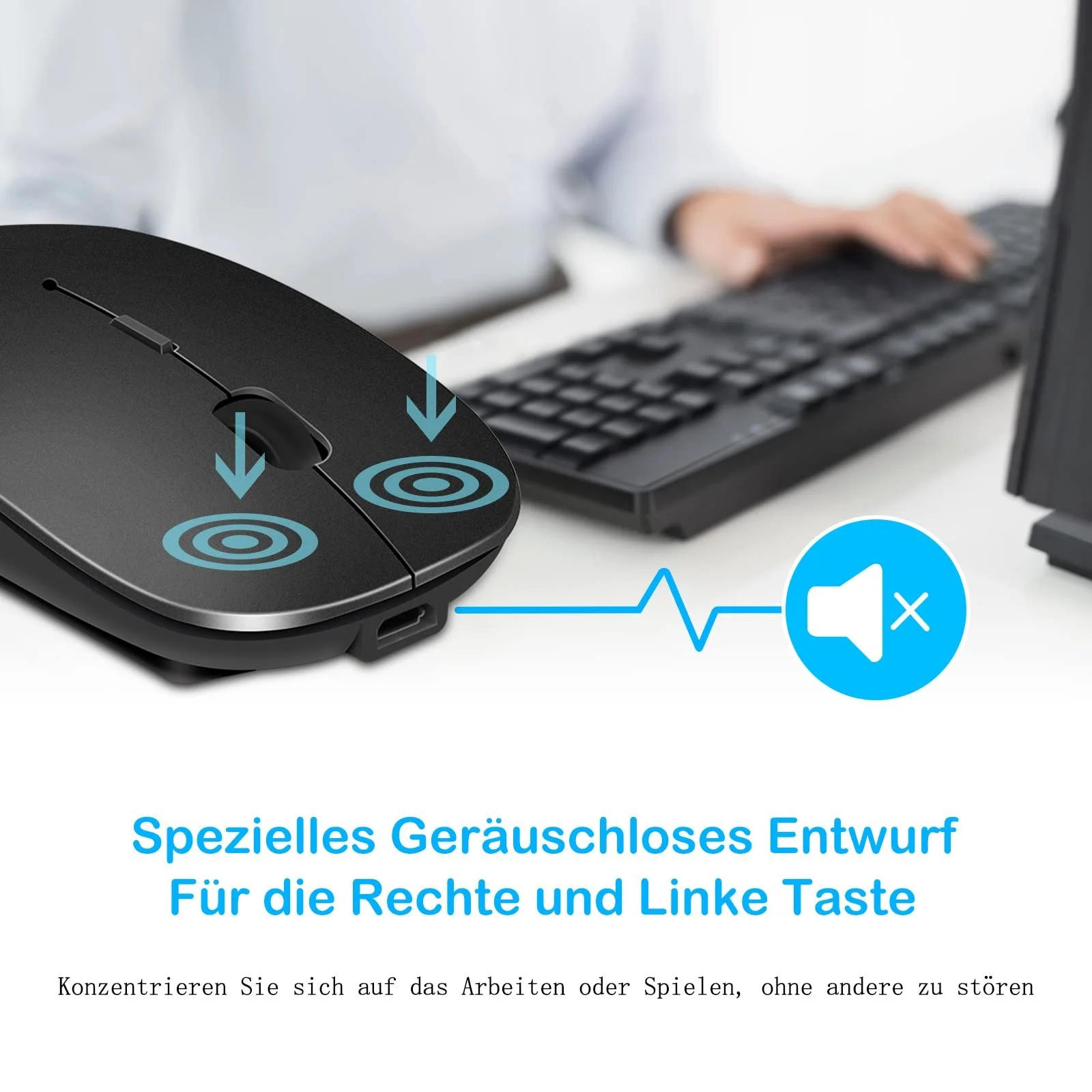 Мышь Bluetooth QYFP Беспроводная Перезаряжаемая Легкая Черная, фото №3 Мышь Bluetooth QYFP Беспроводная Перезаряжаемая Легкая Черная, фото №3