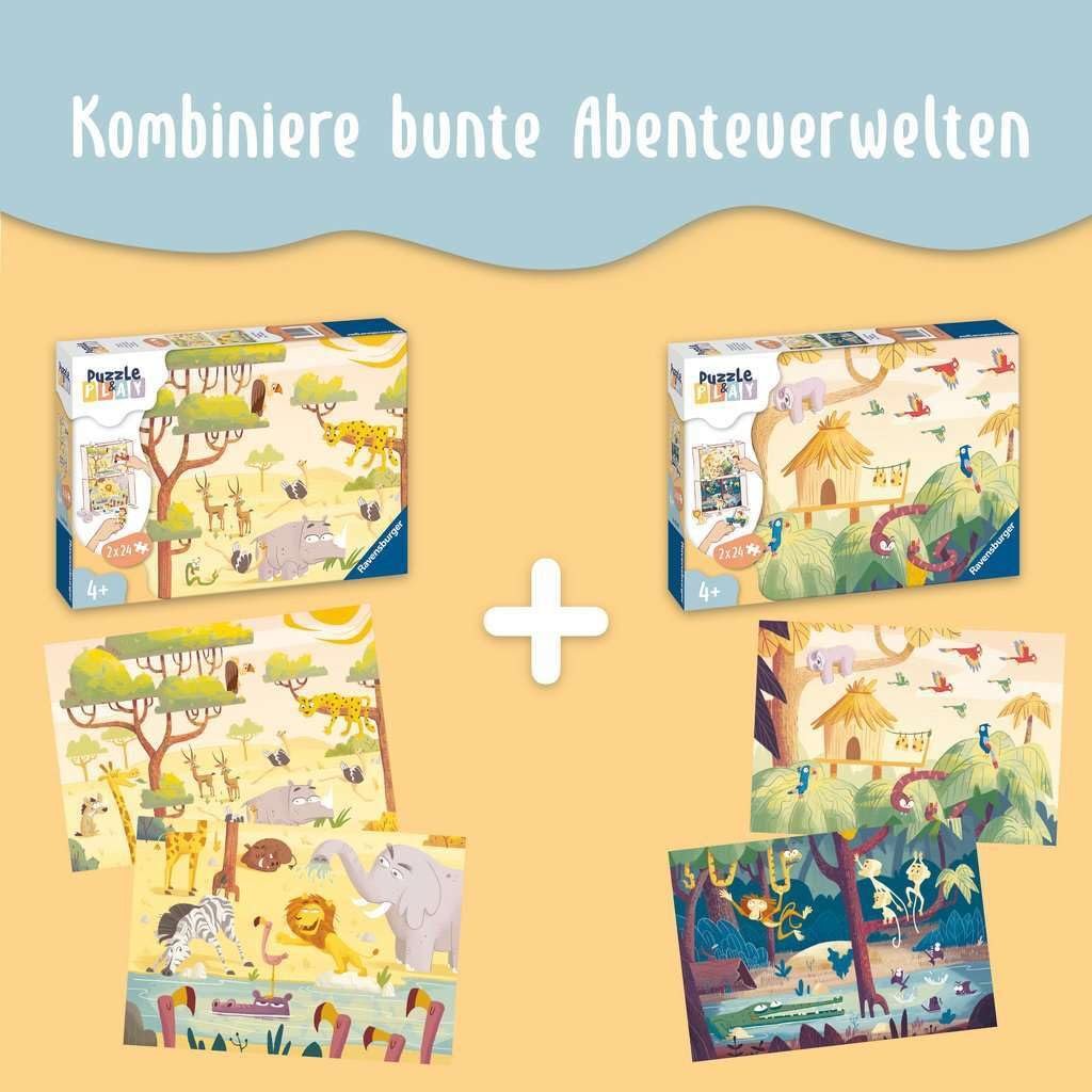 Пазл Ravensburger Puzzle & Play 05593 Jungle Adventures 2 x 24 элемента от 4 лет, фото №8 Пазл Ravensburger Puzzle & Play 05593 Jungle Adventures 2 x 24 элемента от 4 лет, фото №8
