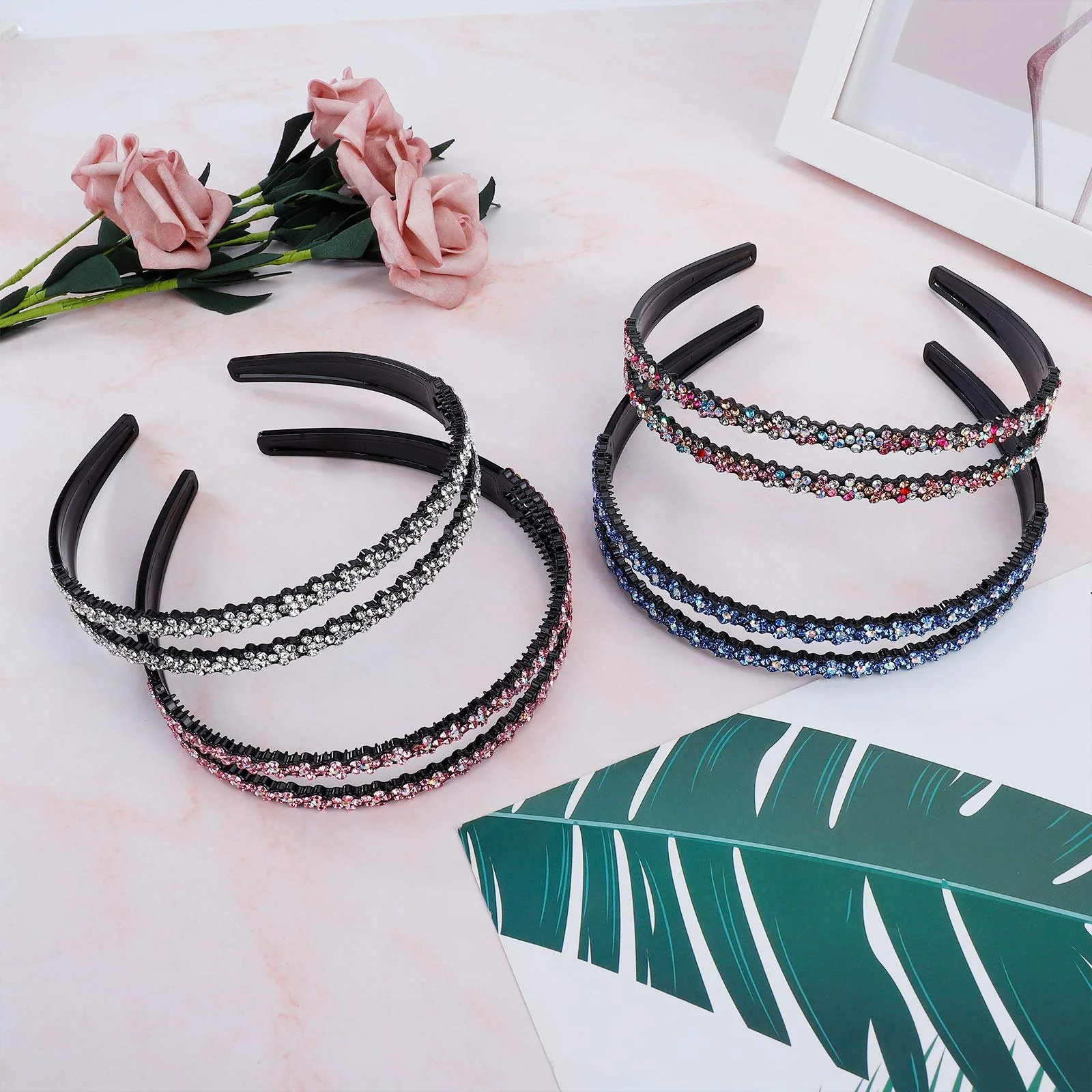 Обруч для волосся зі стразами Подвійний, фото №6