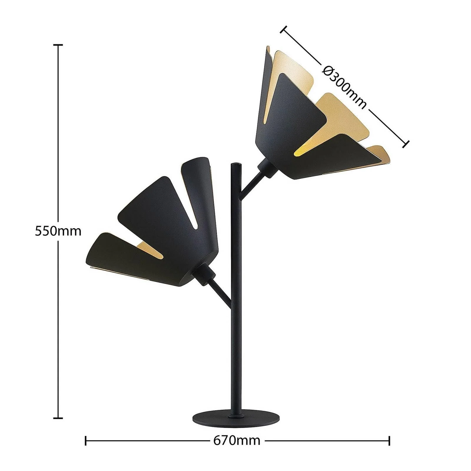 Настільна лампа Lucande Jemmily 2x E14 Чорний алюміній, фото №5