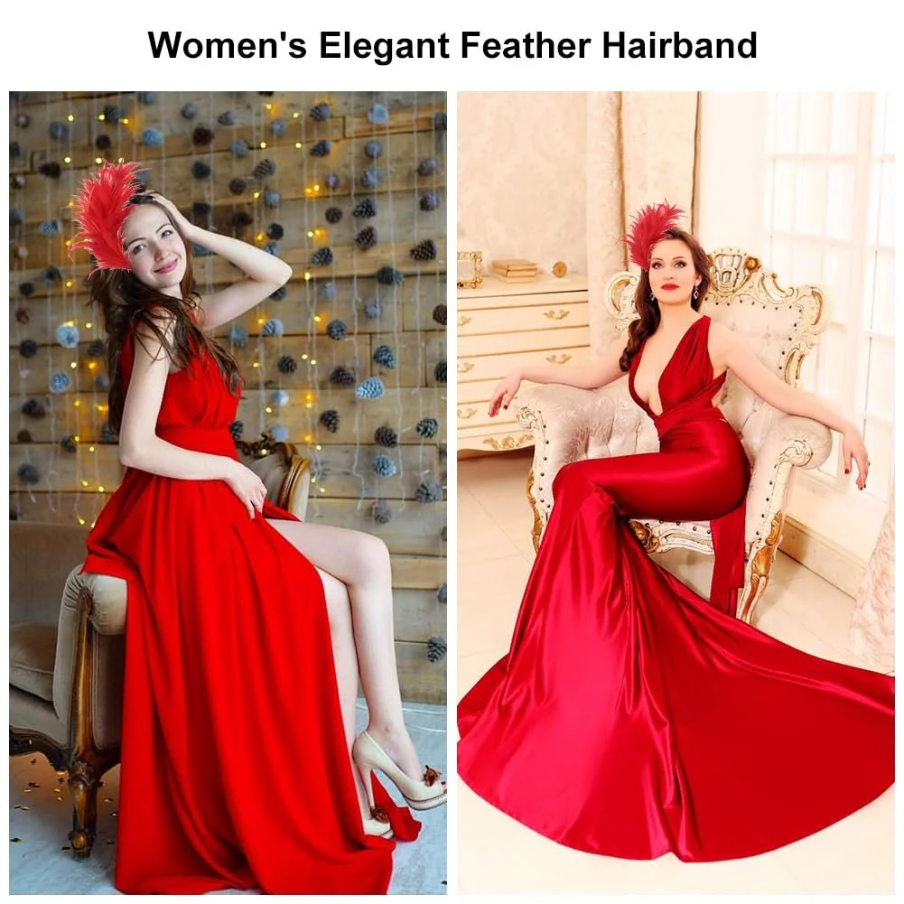 Вінтажний обруч для волосся з пір'ям, фото №7