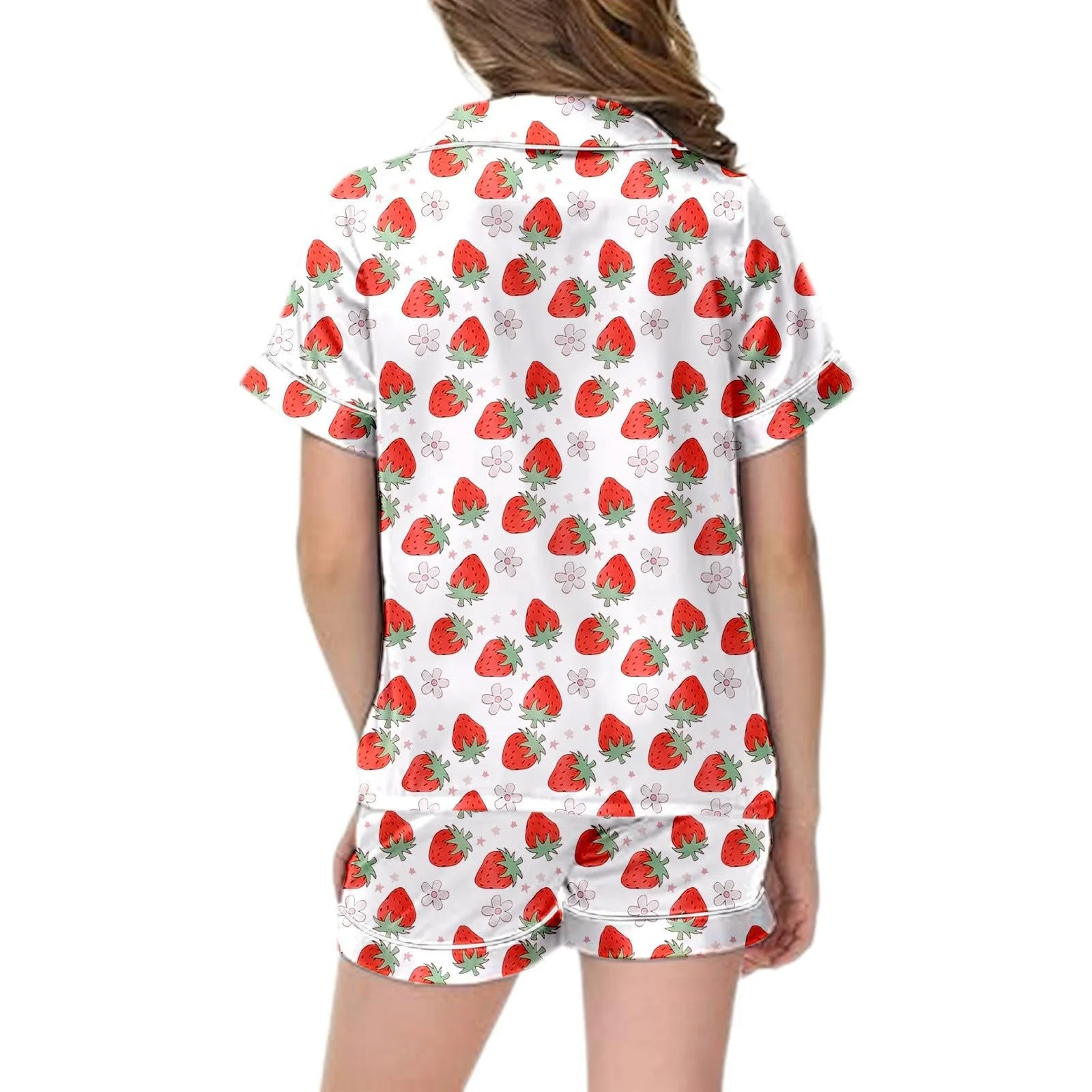 Комплект піжами з короткими рукавами для дітей з принтом полуниці, фото №2