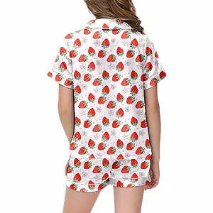 Комплект піжами з короткими рукавами для дітей з принтом полуниці synthetic.ua - Фото 1