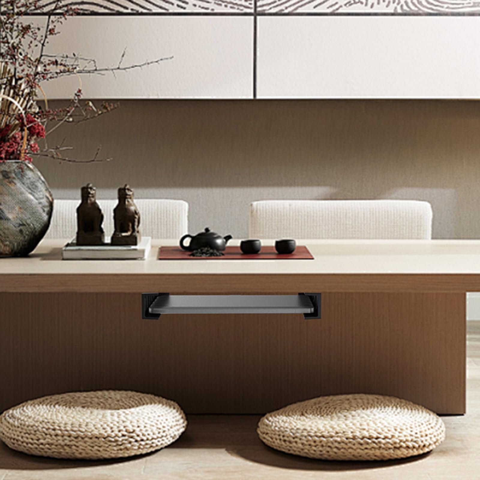 Держатель для компьютера Под стол Прочная металлическая конструкция для компьютерных клавиатур Экономия места в студии Установка Экономия места Крепление для ноутбука, фото №4