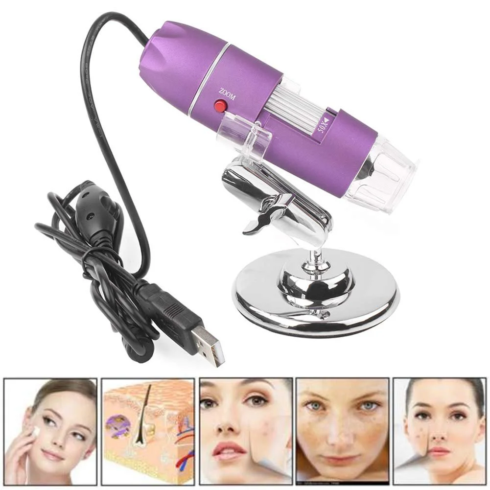 Цифровий детектор шкіри та волосся GZYF 50X-500X, мікроскоп для волосяних фолікулів шкіри голови, USB, фіолетовий, фото №4
