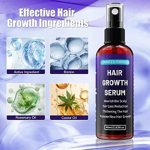 Спрей-сыворотка для роста волос с 5% активным ингредиентом для мужчин/женщин, ускоряет рост волос, предотвращает выпадение волос, с биотином и розмарином, 60 мл synthetic.ua - Фото 1