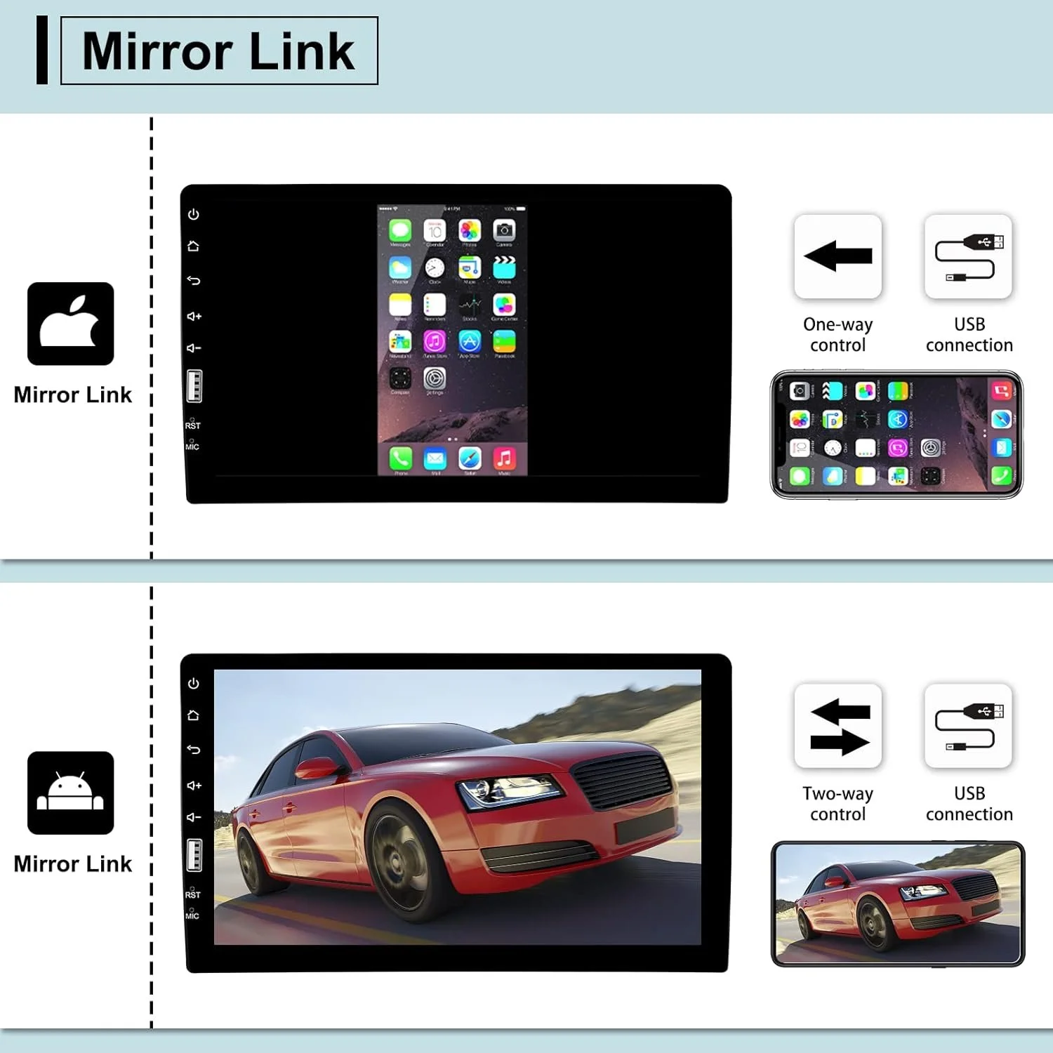 Автомагнитола Hikity / 9" / Сенсорная / Bluetooth / FM / USB / AUX / 1DIN, фото №3