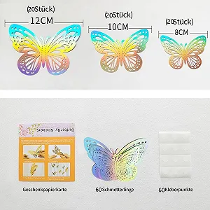 Наклейки на стіну 3D Метелики Набір 60 шт. Декоративні Знімні DIY synthetic.ua - Фото 1