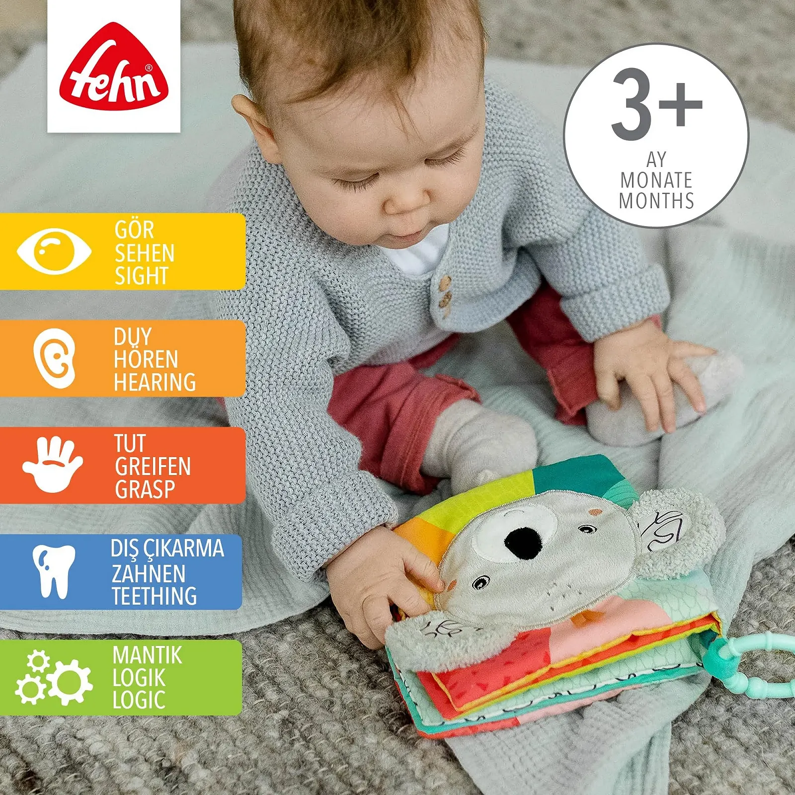 Тканинна Книжка Fehn Koala, для Відчуттів, Хапання, фото №2