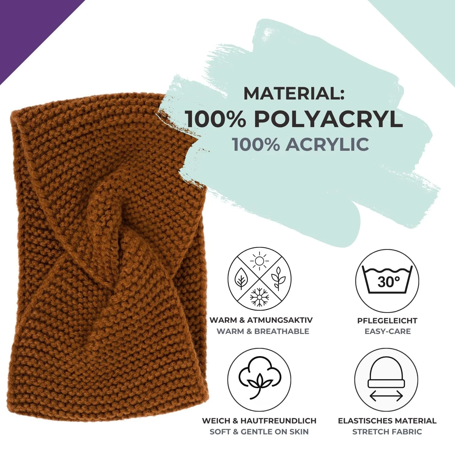 Пов'язка на голову В'язана styleBREAKER 04026054 з вузлами, часниковий візерунок, тепла зимова, фото №4