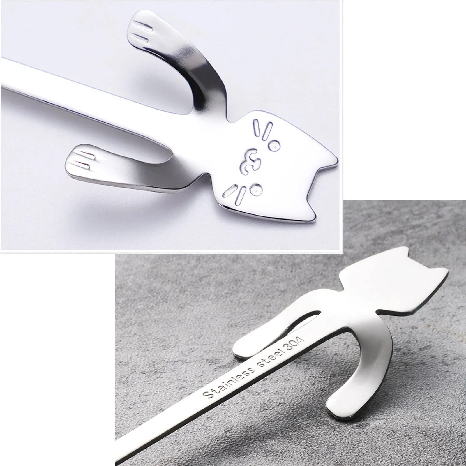 Ложка для кави Кіт, з нержавіючої сталі, декоративна, фото №5