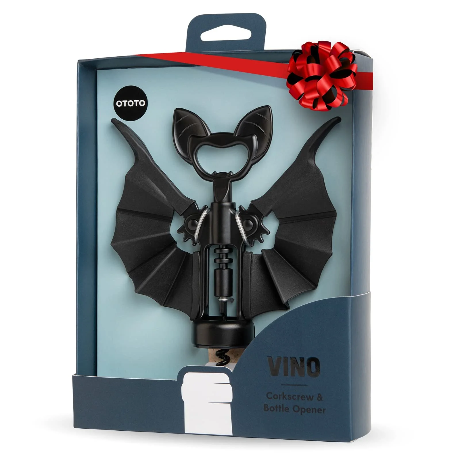 Штопор 2-в-1 OTOTO Vino Bat, Чорний, фото №1 Штопор 2-в-1 OTOTO Vino Bat, Чорний, фото №1
