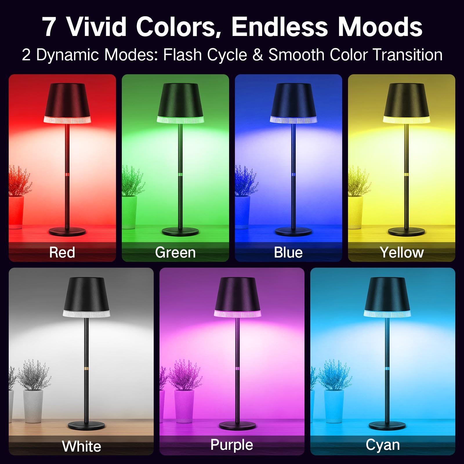 Настільна лампа OUTON Wireless RGB LED Battery 4000 mAh Dimmable Memory IP54 Black, фото №3