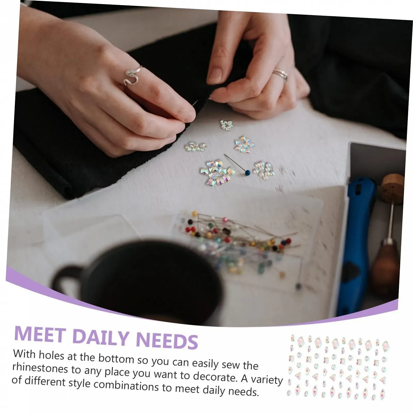 Пришивные стразы с двумя отверстиями 120 шт., фото №4