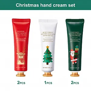 Набор рождественских кремов для рук Mini, набор мини-кремов для рук, крем для ухода за очень сухой потрескавшейся кожей рук, подарок на день рождения для женщин/мамы, 5 шт synthetic.ua - Фото 1