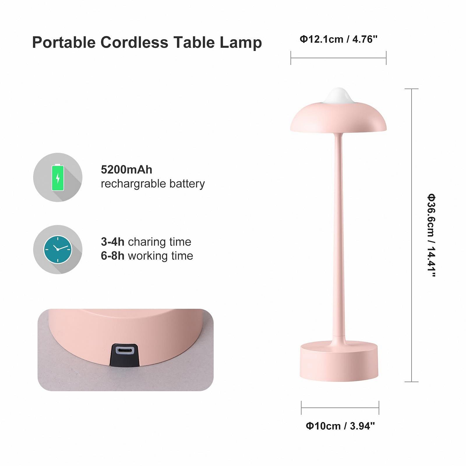 Настільна лампа DAWALIGHT акумуляторна LED сенсорна IP44 2700-6500K рожева, фото №3