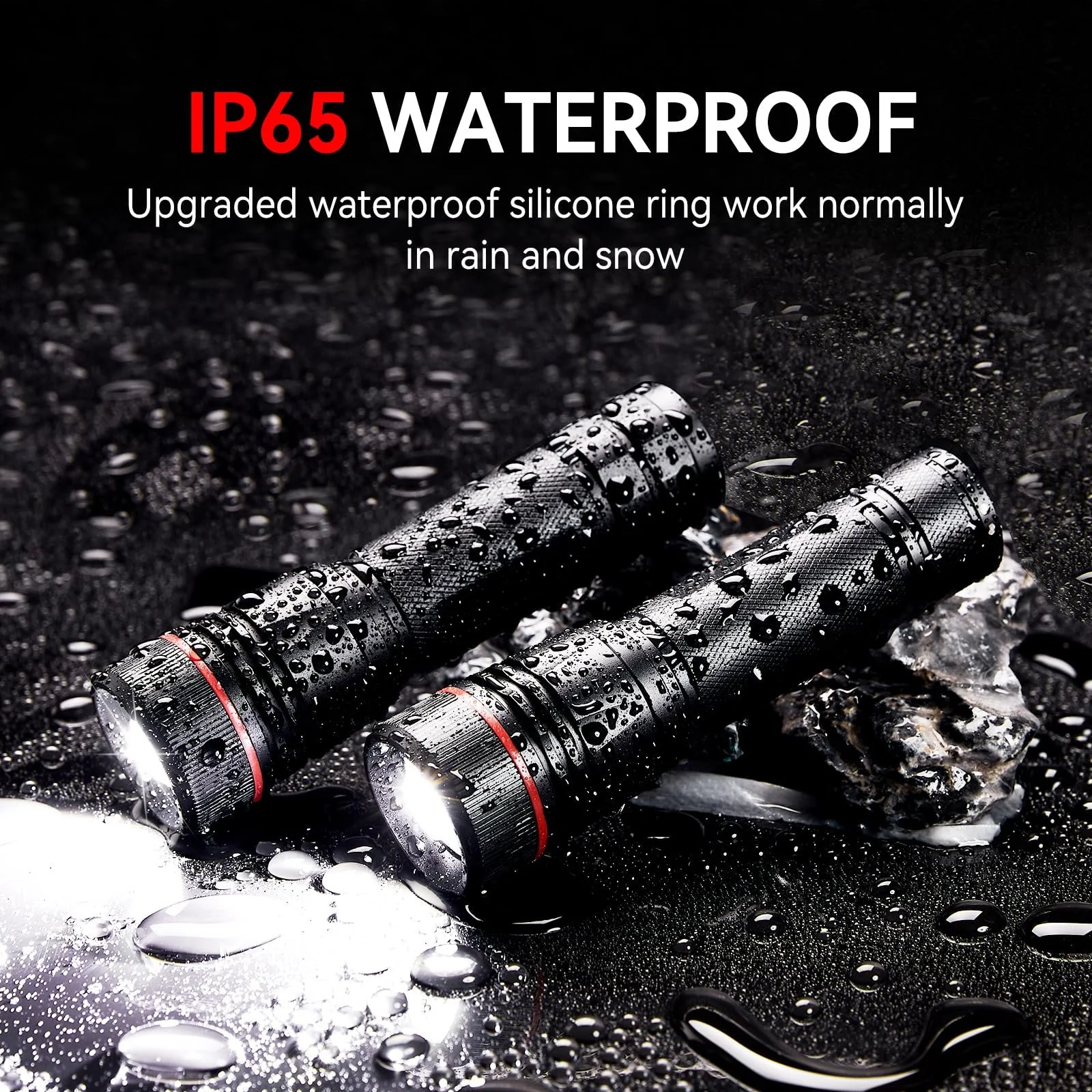 Фонарь LED Перезаряжаемый BUCASA 2000 люмен, 3 режима, Зум, Водонепроницаемый - 2 шт, фото №5