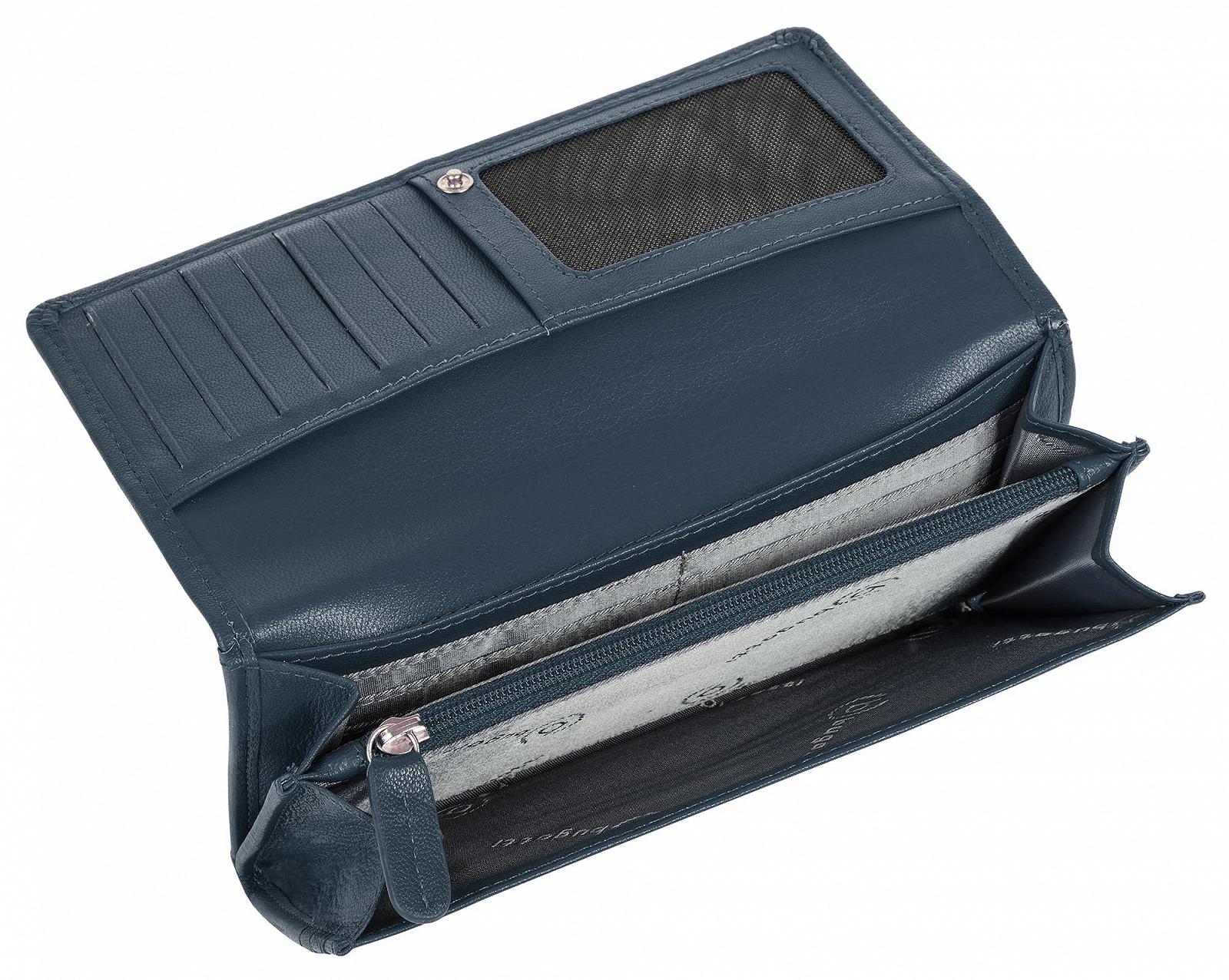 Кошелек BUGATTI Punto Женский кожаный кошелек RFID, 19 отделений для карт, синий, фото №5