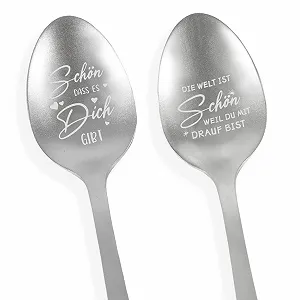 Ложка кофейная с гравировкой, нержавеющая сталь, серебристый - Фото 1