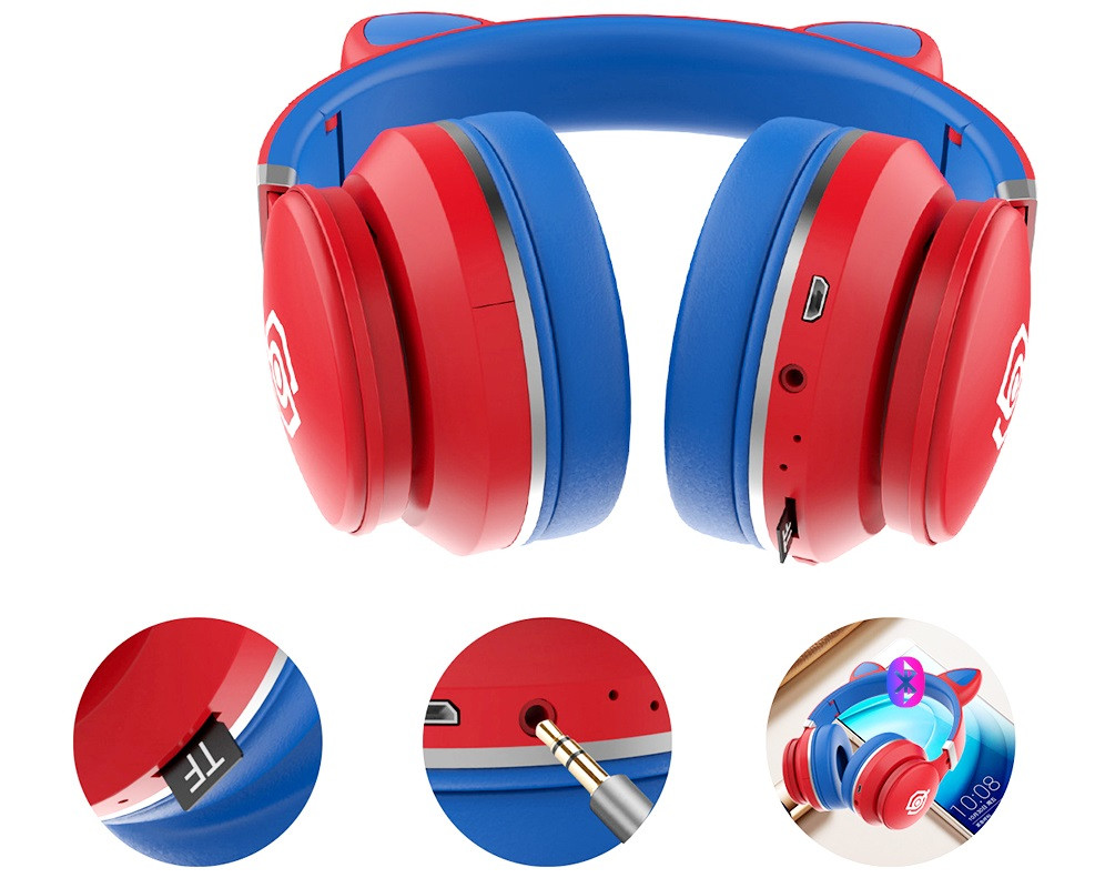 Беспроводные LED наушники с кошачьими ушками LED031 Красный Синий, фото №2 Беспроводные LED наушники с кошачьими ушками LED031 Красный Синий, фото №2