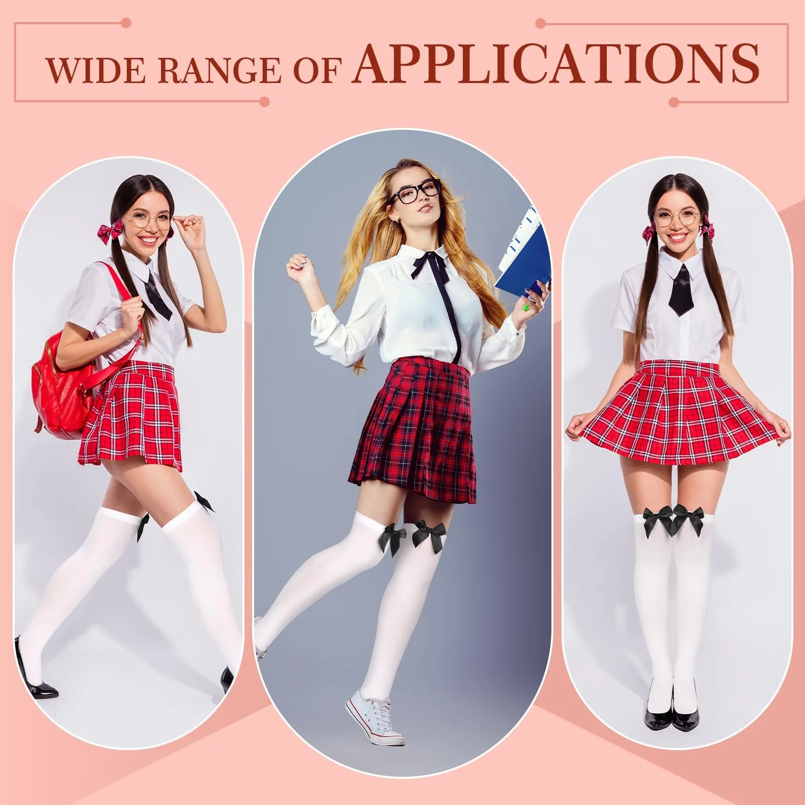 Гетри Boyiee Білі Вище колін Жіночі Гетри з бантами, фото №5 Гетри Boyiee Білі Вище колін Жіночі Гетри з бантами, фото №5