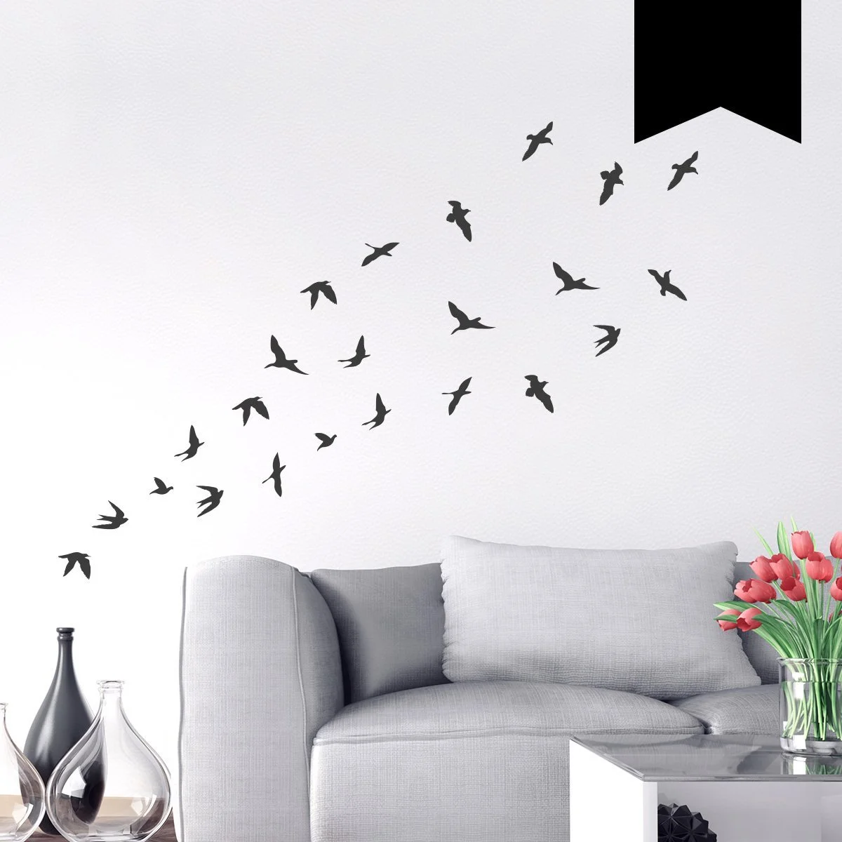 Наклейка на стену Wandkings Flock of Birds 45 x 48 см Черная, фото №1