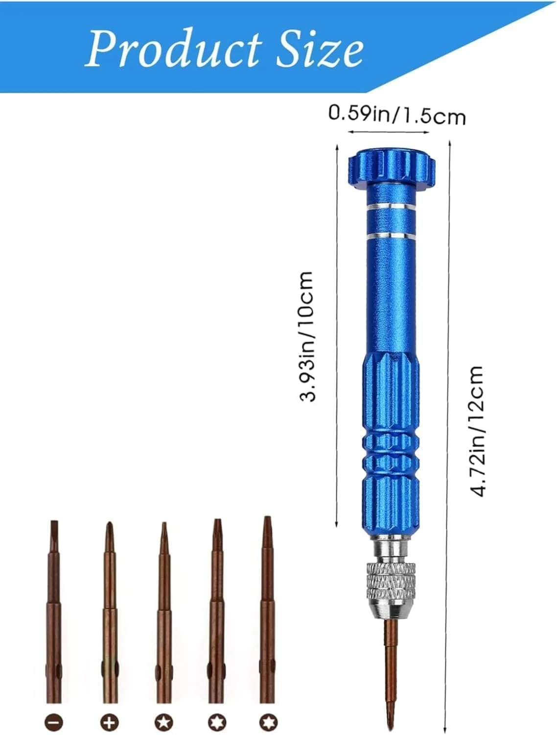 Міні-набір викруток з 5 насадками Синій, фото №2