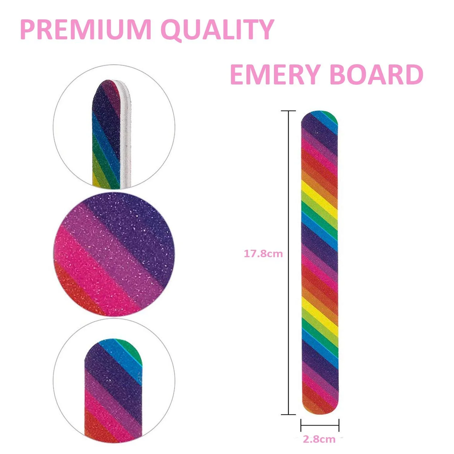 Пилка для нігтів Wendergo Professional Colorful двостороння, зернистість 100/180, 12 шт., фото №2