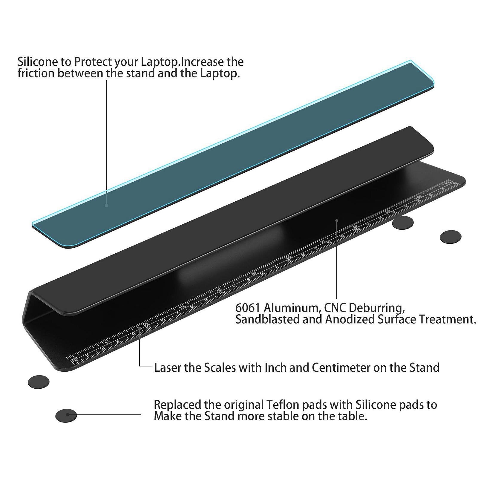 Підставка для ноутбука Алюміній Покращене охолодження, ергономіка, стабільність і універсальність Сумісна з MacBook і всіма ноутбуками з лінійкою, фото №5