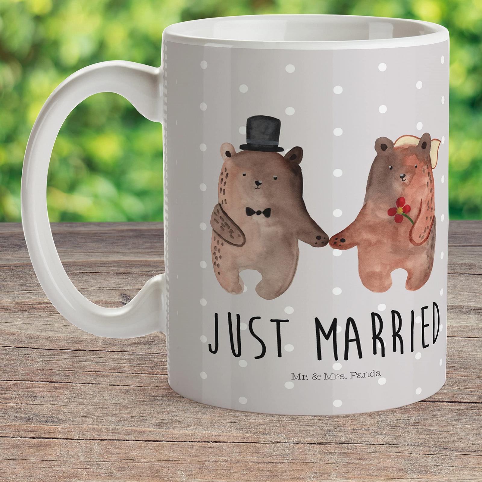 Дитяча кружка Mr. & Mrs. Panda Ведмідь Весілля Пластикова, фото №2