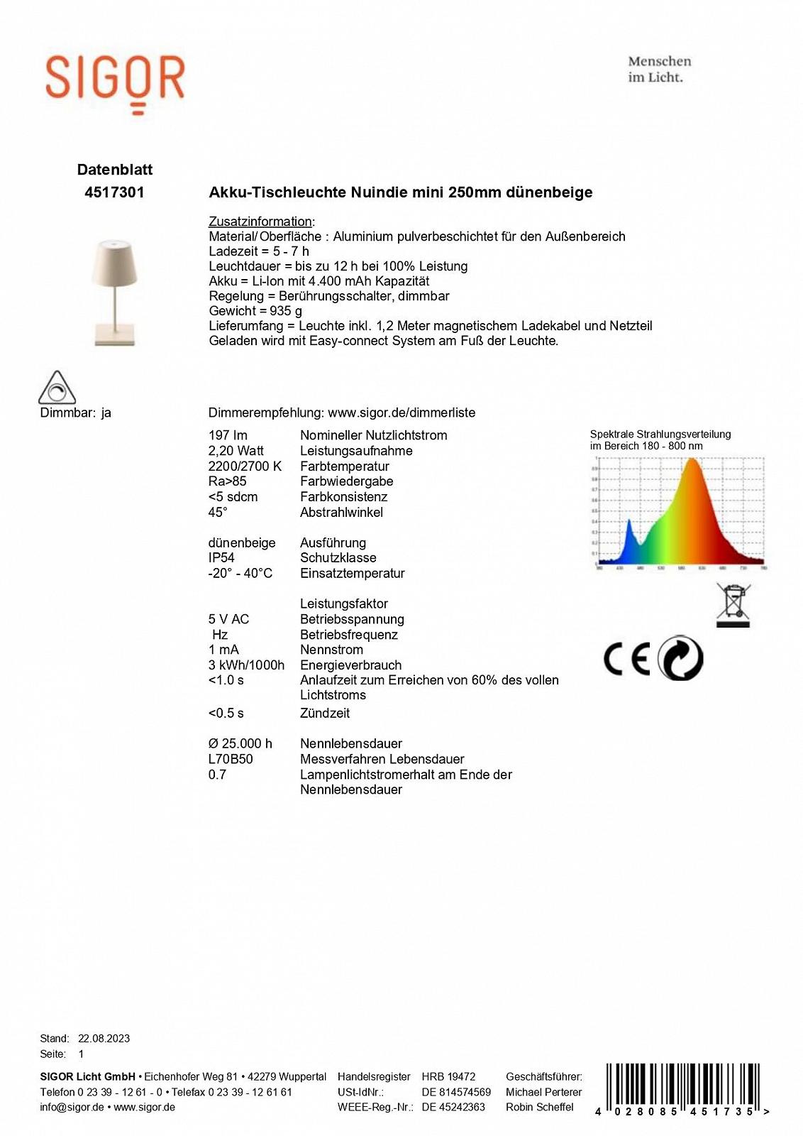 Настільна лампа SIGOR Nuindie Mini LED IP54 25 см сливово-синя, фото №9