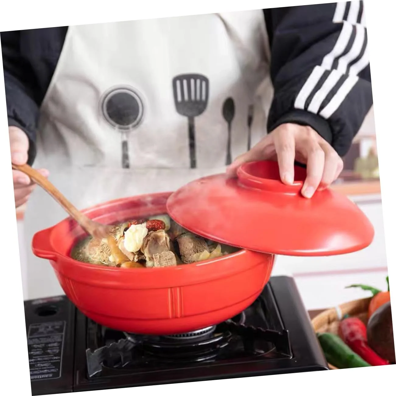 Кастрюля Garneck термостойкая с двойными ручками антипригарная, фото №6