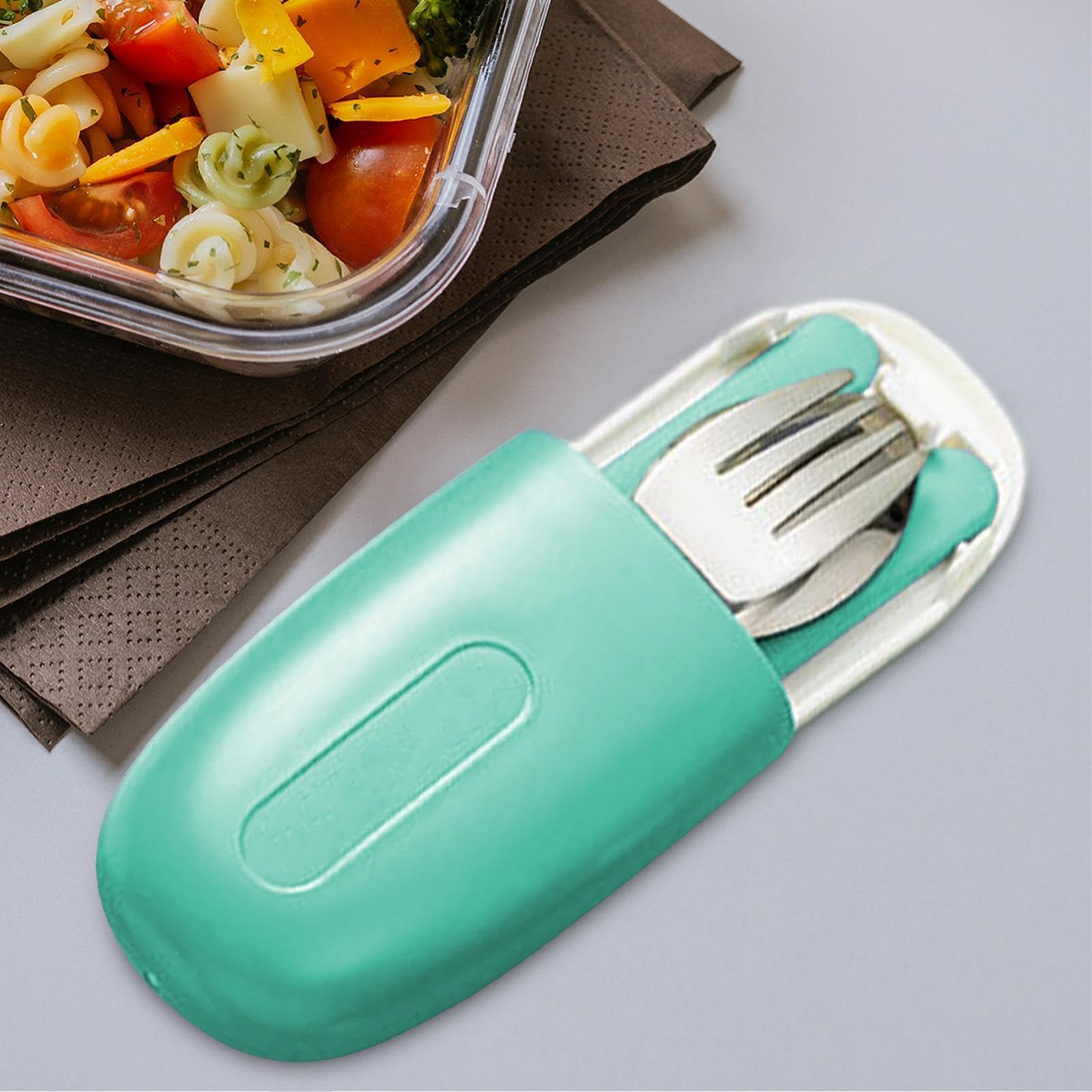 Набір столових приборів Travel з кейсом з нержавіючої сталі з ложкою виделкою та паличками для їжі багаторазовий, фото №3