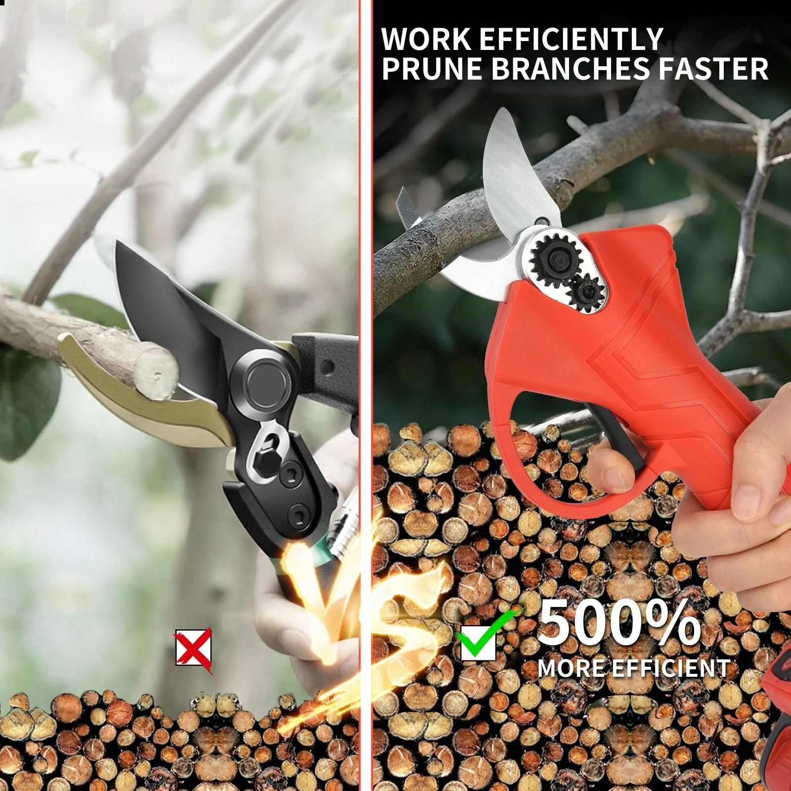 Секатор акумуляторний електричний 30 мм з 2 акумуляторами 21 V, 2000 mAh, фото №4