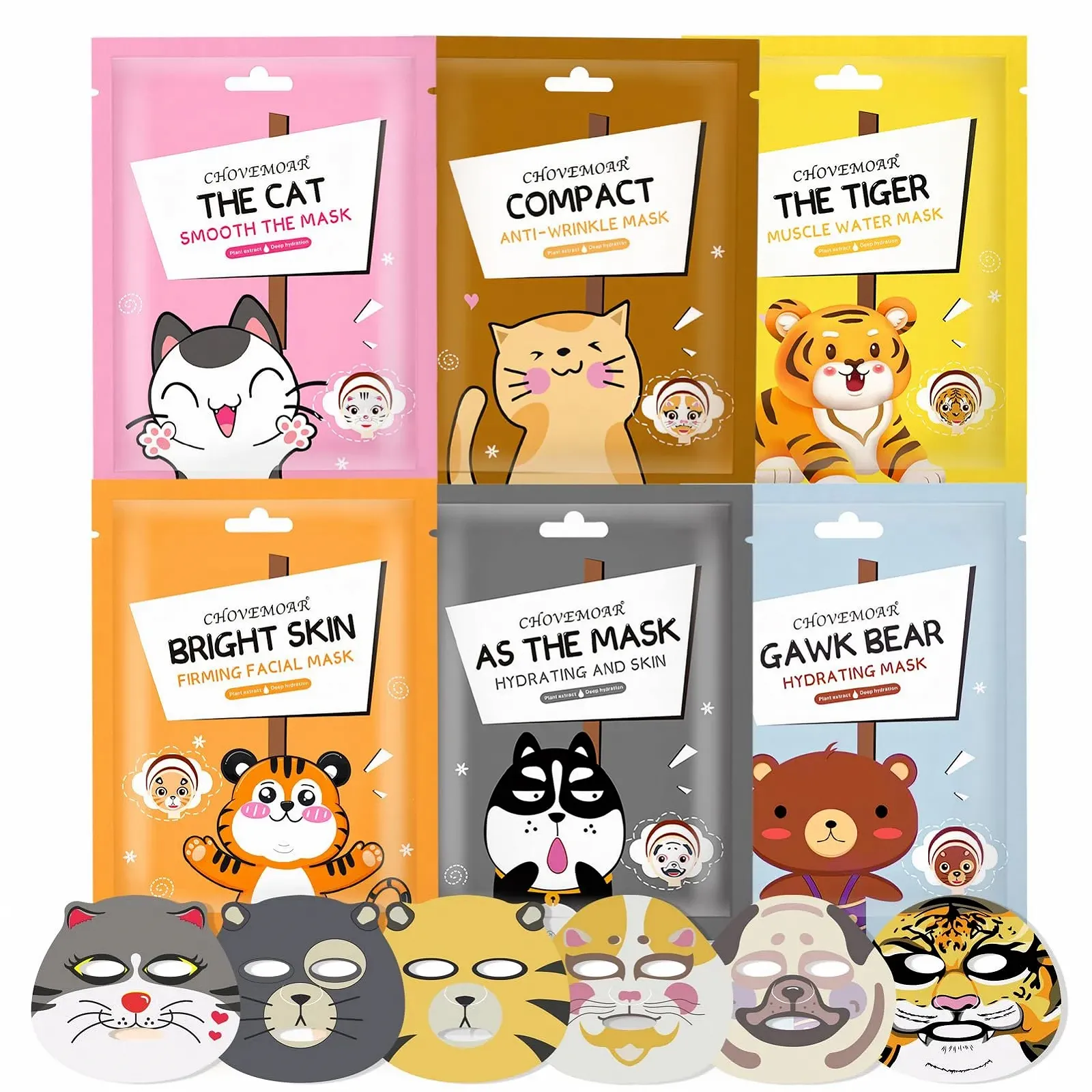 Тканевая маска для лица Набор Animal Маски для лица для подростков и женщин для всех типов кожи, фото №1
