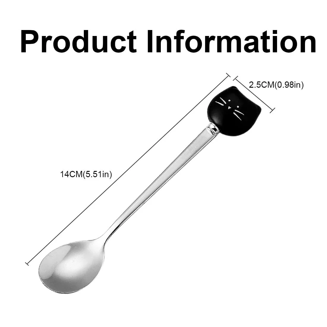 Ложка XPEX Котяча Голова, нержавіюча сталь, чорний, білий, набір 6 штук, фото №2