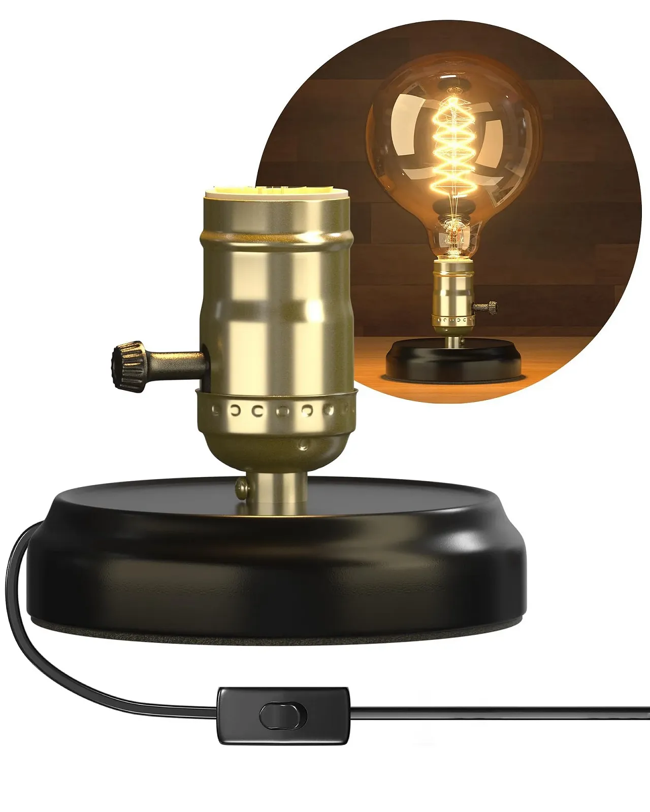 Основание для настольной лампы E27 Vintage 12 см металлическое индустриальный стиль Черное, фото №1