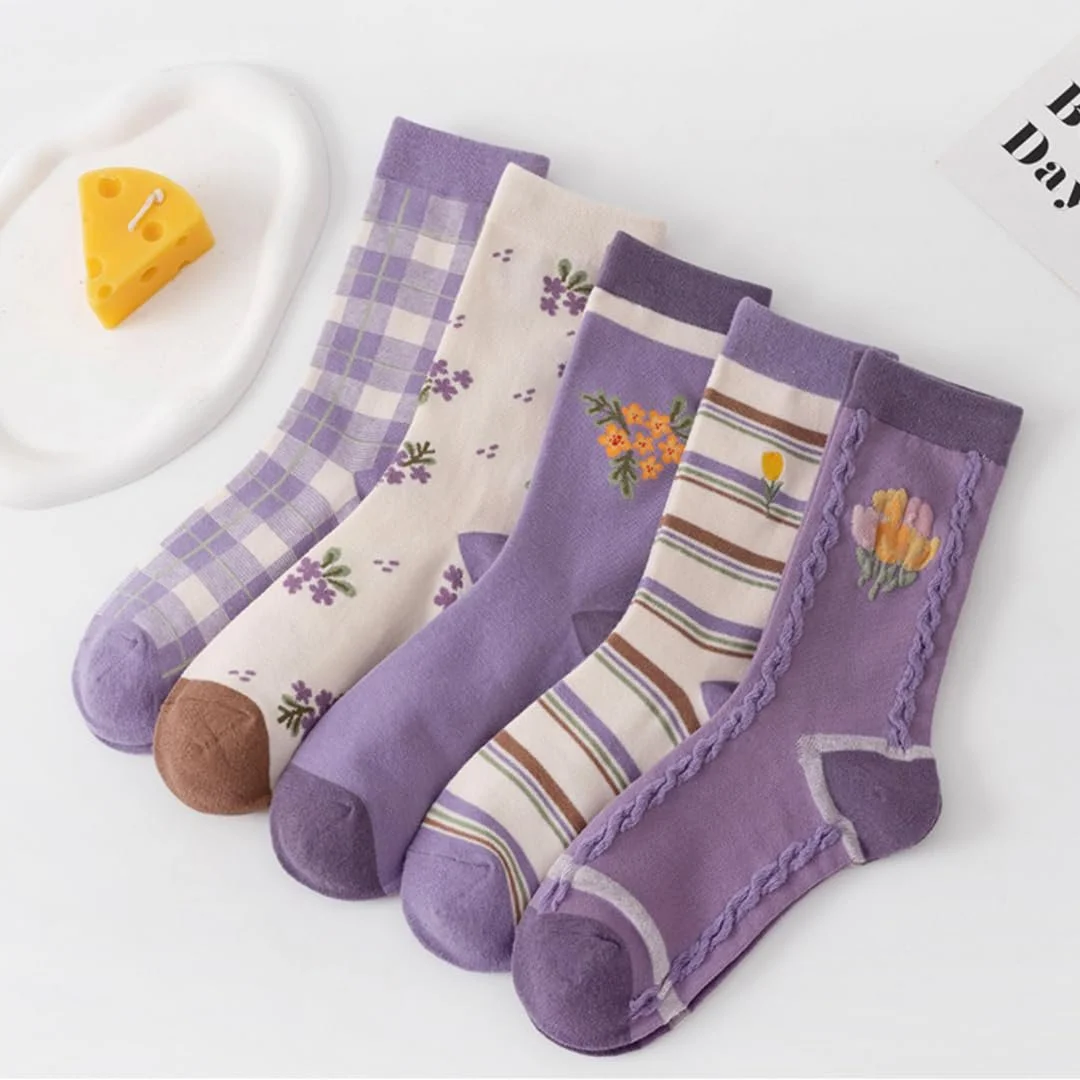 Шкарпетки Floral Retro Preppy Ankle Cotton, 5 пар, фото №4