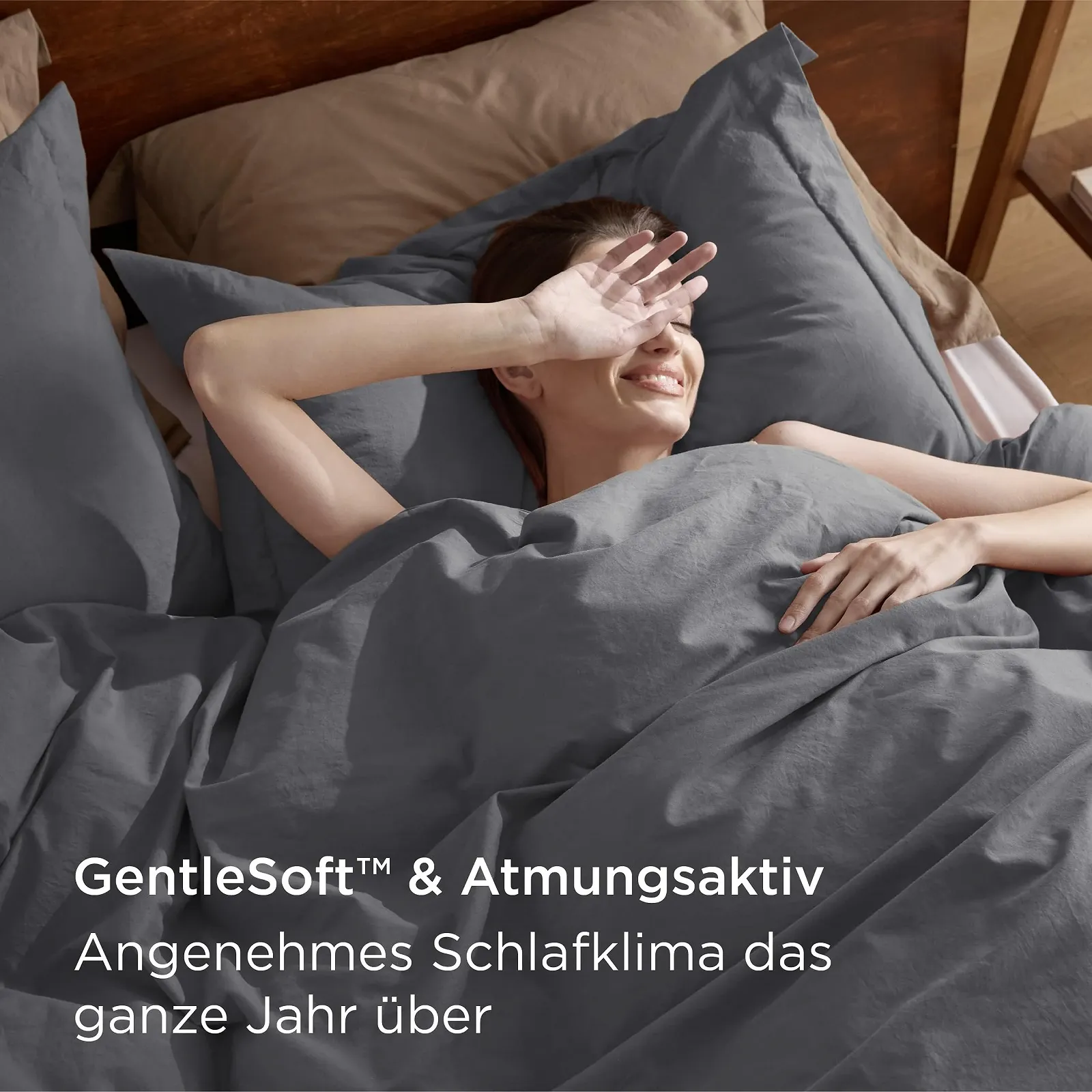 Постельное белье BEDSURE 135 x 200 см, хлопок, 4 предмета, антрацит, комплект из 2 пододеяльников и 2 наволочек 80 x 80 см, фото №2