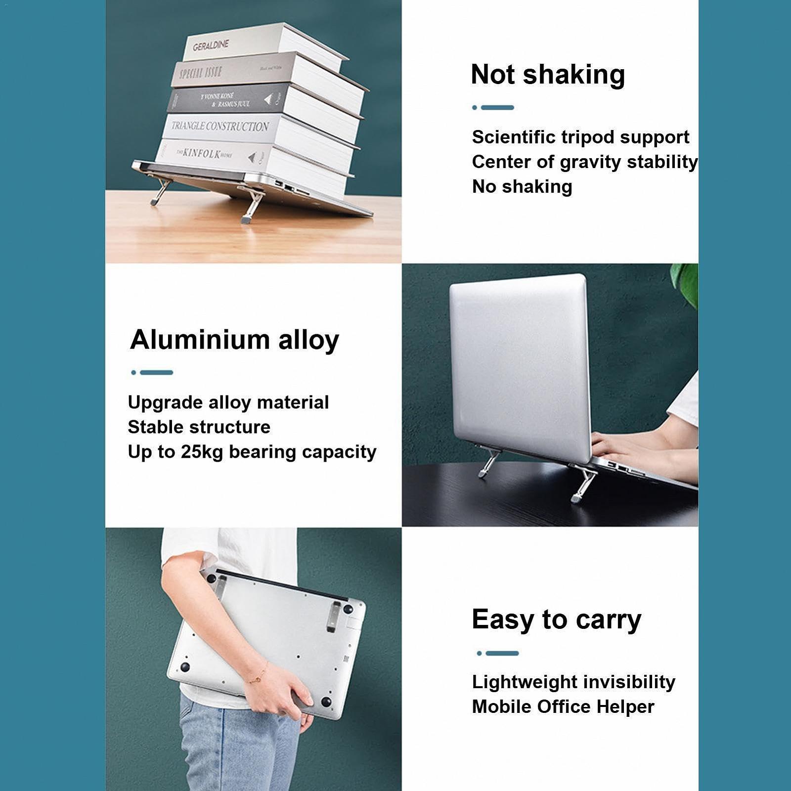 Мини подставка для ноутбука, 2 шт, складная подставка для клавиатуры, ножки для подъема ноутбука, нескользящая подставка для рассеивания тепла из алюминиевого сплава для путешествий, дома, офиса, деловых поездок, фото №7 Мини подставка для ноутбука, 2 шт, складная подставка для клавиатуры, ножки для подъема ноутбука, нескользящая подставка для рассеивания тепла из алюминиевого сплава для путешествий, дома, офиса, деловых поездок, фото №7