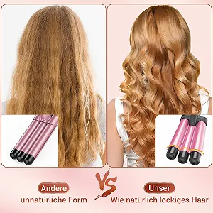 Плойка триствольна Beach Waves 3 Barrels з нержавіючої сталі Pink synthetic.ua - Фото 1