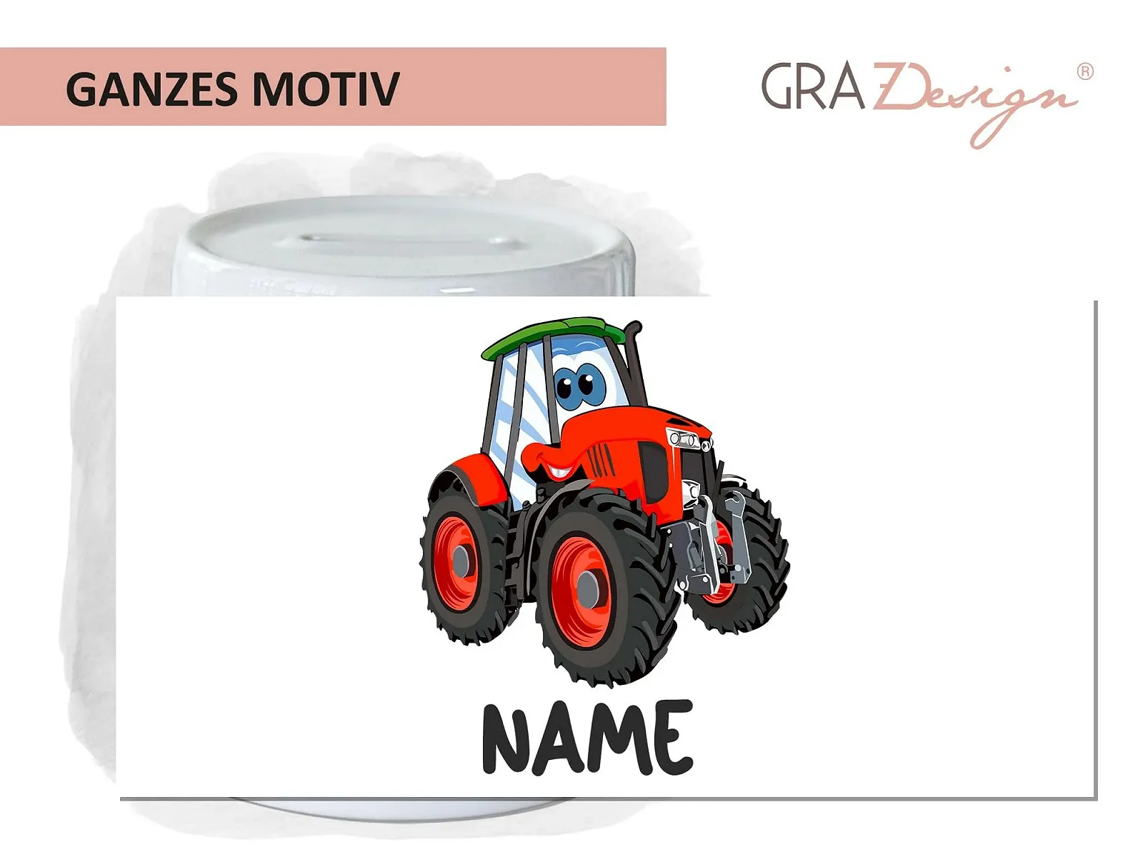 Скарбничка GRAZDesign Трактор керамічна персоналізована з ім'ям, фото №2
