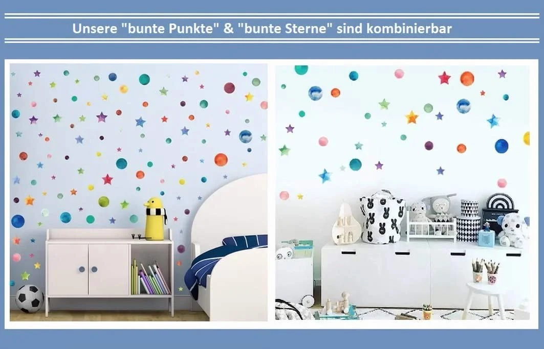 Набір наклейок на стіну WandSticker4U Кольорові кола Сонце Місяць Зірки Точки, фото №8