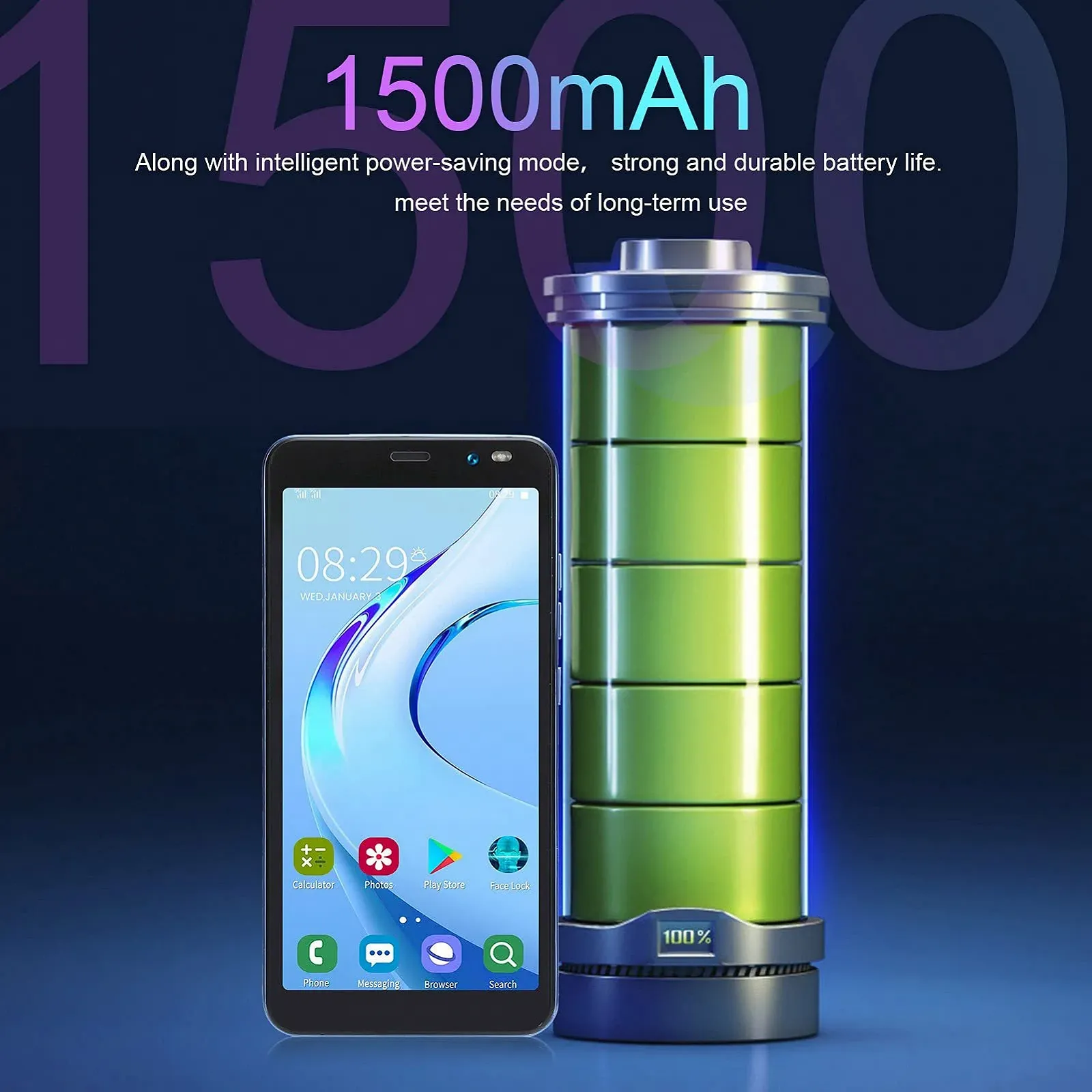 Смартфон LANDVO 5.45" 512MB RAM 4GB ROM Dual SIM Синій, фото №4