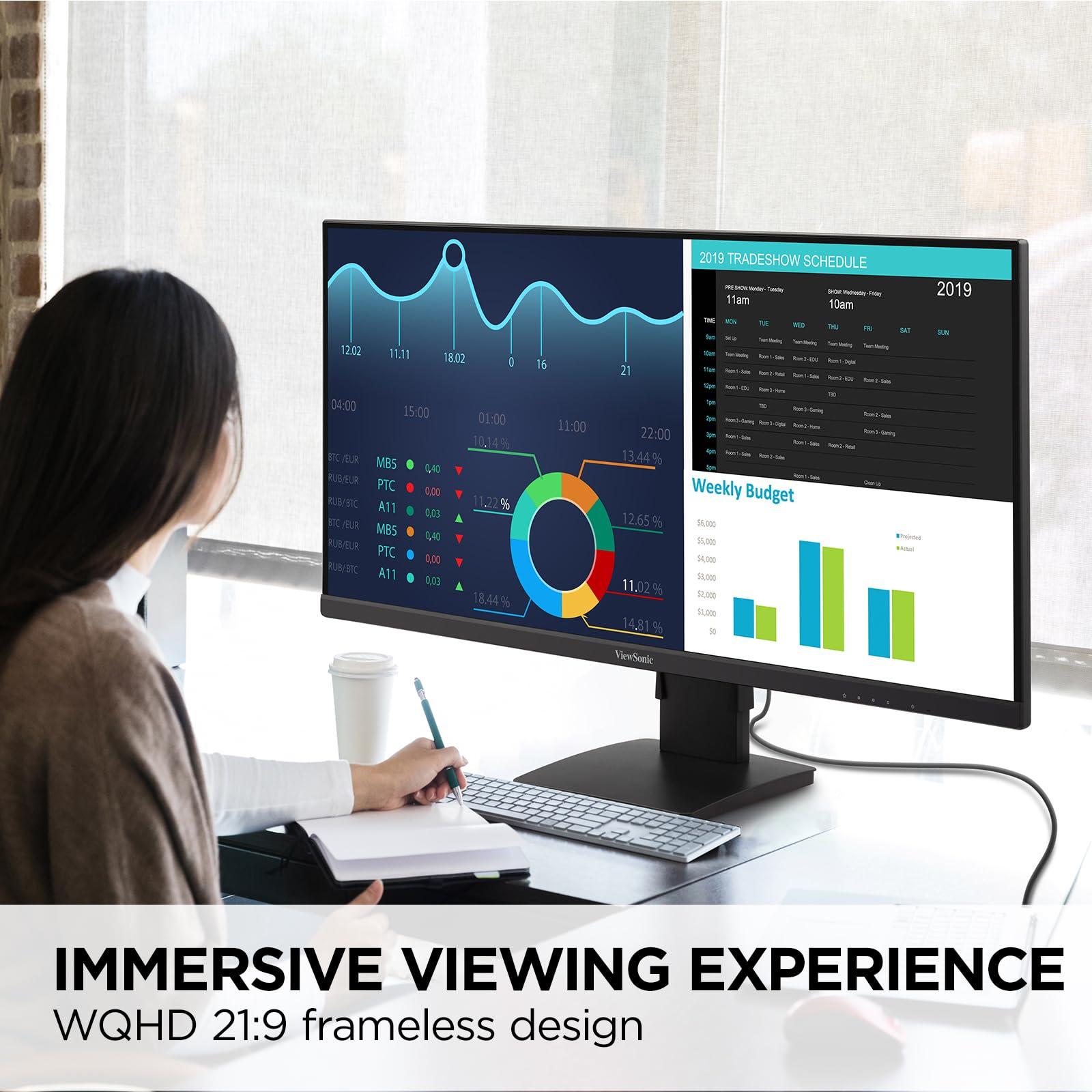 Монитор Viewsonic VA3456-MHDJ 34 дюйма UWQHD IPS HDR10 Черный, фото №3