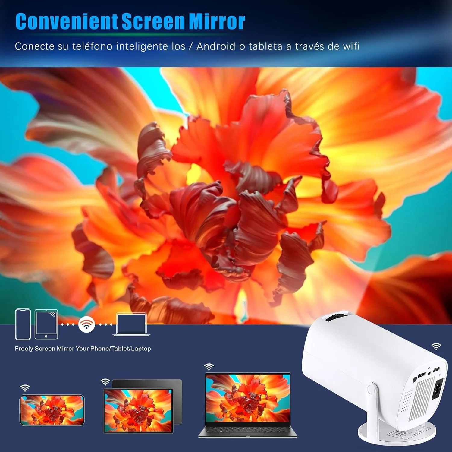 Проектор Hongtop P30 HD Wi-Fi Bluetooth Android 11, фото №7 Проектор Hongtop P30 HD Wi-Fi Bluetooth Android 11, фото №7